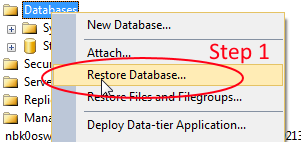 How to restore database in sql server express 2012